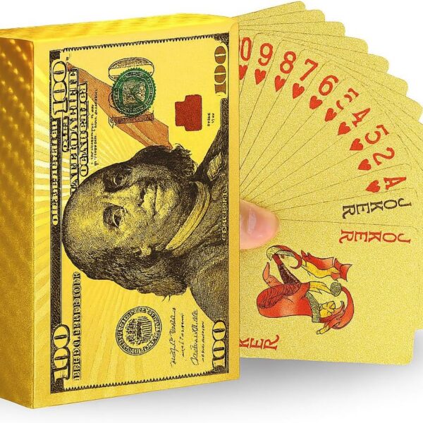 Baralho Dourado Luxo 54 Cartas: resistente à água, premium e ideal para poker, truco e presente sofisticado.