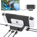 Base de TV MVIIOE para Switch/OLED com LAN, HDMI 2.0, 3 USB e carregamento PD rápido