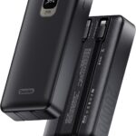 Basike Power Bank 20000mAh: carregamento rápido, cabos embutidos e proteção completa para iPhone e Android