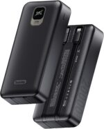 Basike Power Bank 20000mAh: carregamento rápido, cabos embutidos e proteção completa para iPhone e Android