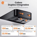 Basike Power Bank 20000mAh: carregamento rápido, cabos embutidos e proteção completa para iPhone e Android - Imagem 2