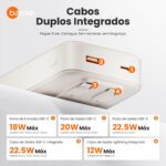 Basike Power Bank, Carregador Portátil Universal 20000mAh, USB-A(até 22.5W)+USB-C(até PD20W), Carregamento Rápido, Led Indicador de Bateria para iPhone/Samsung/Huawei/Xiaomi (Cáqui) - Imagem 2