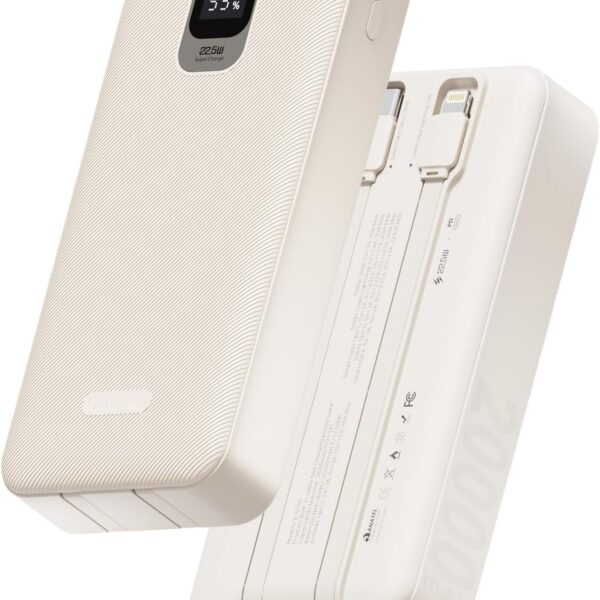 Basike Power Bank, Carregador Portátil Universal 20000mAh, USB-A(até 22.5W)+USB-C(até PD20W), Carregamento Rápido, Led Indicador de Bateria para iPhone/Samsung/Huawei/Xiaomi (Cáqui)
