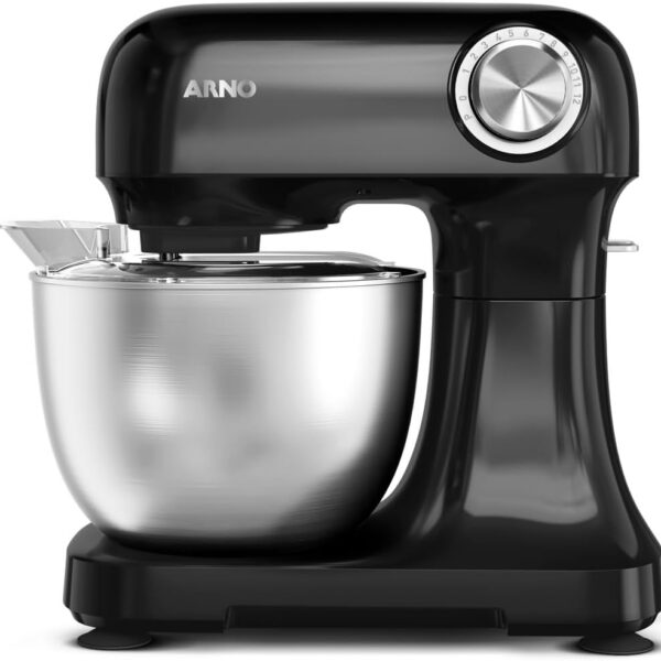 Batedeira Arno Bake Easy KM10 500W: potência, 12 velocidades e tigela inox 3,5L para receitas perfeitas.