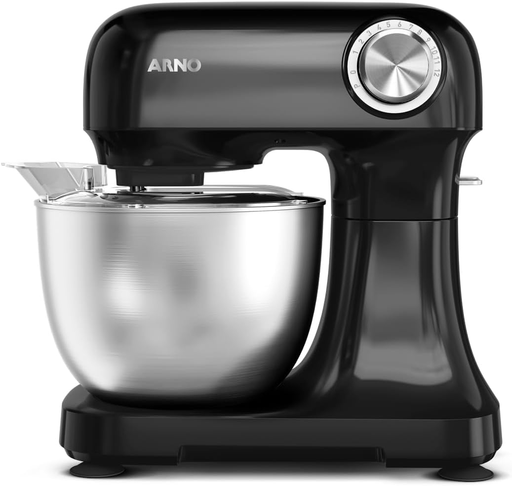 Batedeira Arno Bake Easy KM10 500W: potência, 12 velocidades e Batedeira Arno Bake Easy KM10 500W: potência, 12 velocidades e tigela inox 3,5L para receitas perfeitas.