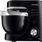 Batedeira Planetária Mondial 700W: potência e 12 velocidades para massas leves e pesadas com tigela de 4,5L.