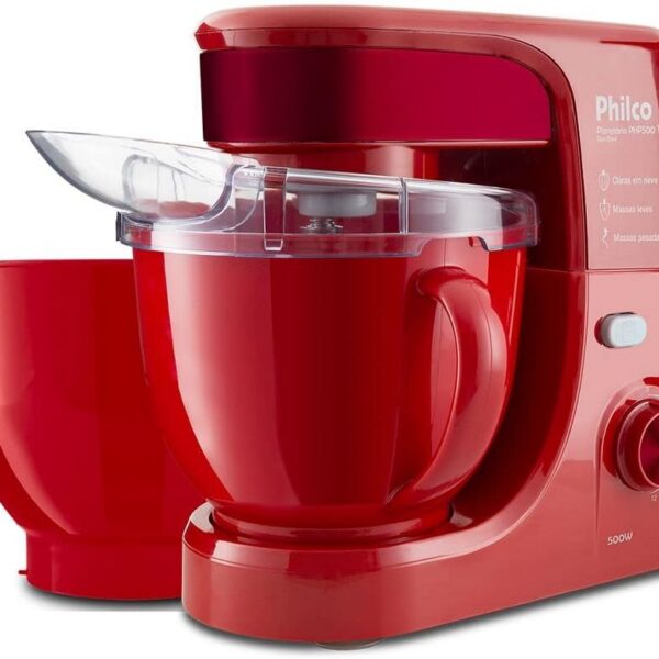 Batedeira Planetária Philco PHP500V Duo Bowl Turbo 4l 500W Vermelho 220v