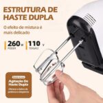 Batedeira Portatil de Mão Elétrica Batedor de Ovos 7 Velocidades Haste Dupla, Batedor de Bolo e Massa para Cozinha, 110V - Imagem 2