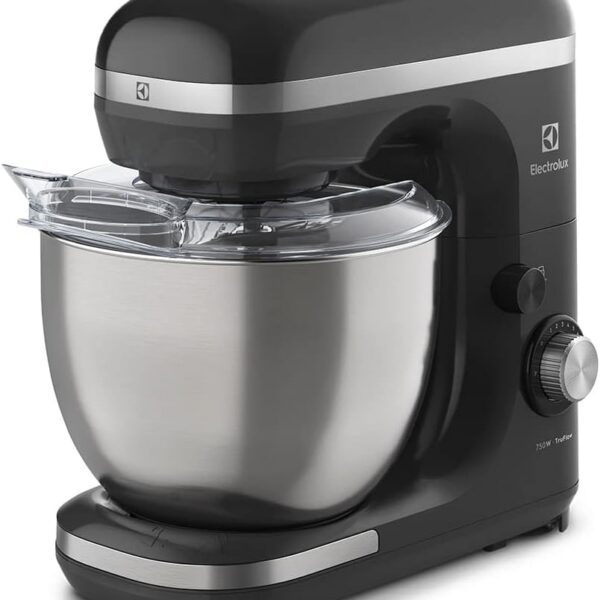 Batedeira planetária Electrolux 5L 750W: potência, 12 velocidades e tigela inox para massas perfeitas.