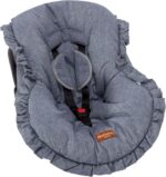 Batistela Baby Capa Bebê Conforto Linho Jeans com protetor de cinto e furação universal