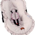 Batistela Baby Capa Bebê Conforto Linho Rose com protetor de cinto, conforto e proteção para o bebê.