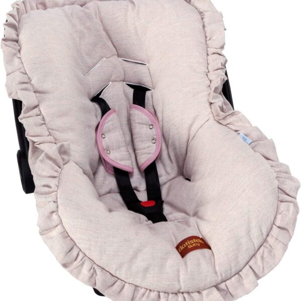 Batistela Baby Capa Bebê Conforto Linho Rose com protetor de cinto, conforto e proteção para o bebê.