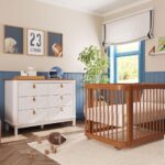 Berço 3 em 1 Evolutivo e Cômoda Cromo Quater: segurança, versatilidade e design para o quarto do bebê.