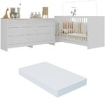 Berço 3 em 1 Multimóveis com colchão e cômoda: segurança, versatilidade e organização para o quarto do bebê - Imagem 2