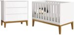 Berço Americano e Cômoda New Classic Reller: segurança, organização e conforto para o quarto do bebê.