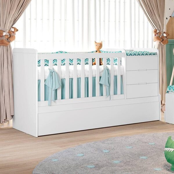 Berço Cama Multifuncional Cléo Branco Carolina Baby: versatilidade, durabilidade e conforto que acompanham o bebê por anos