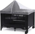 Berço Cosco Kids Happy Preto Mescla: 2 em 1 com mosquiteiro, ajuste em 2 alturas e conforto seguro para o bebê.