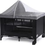 Berço Cosco Kids Happy Preto Mescla: 2 em 1 com mosquiteiro, ajuste em 2 alturas e conforto seguro para o bebê.