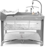 Berço Desmontável Multikids Baby DayDream Cinza BB404 com 2 alturas e colchão macio para conforto do bebê