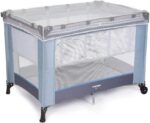 Berço Fit Voyage Azul Geo: conforto, segurança e praticidade do nascimento até 15kg, com mosquiteiro e bolsa para transporte. - Imagem 2