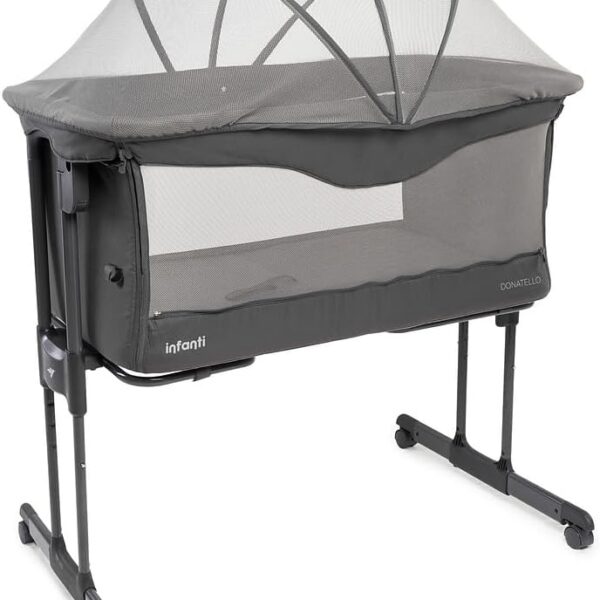 Berço Infanti Donatello co-bed Cinza Grafite: conforto e segurança para o bebê, com montagem rápida e acesso fácil.