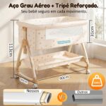 Berço Portátil 6 em 1 OLANENEM com fraldário, mosquiteiro e altura ajustável para conforto e segurança do bebê - Imagem 2