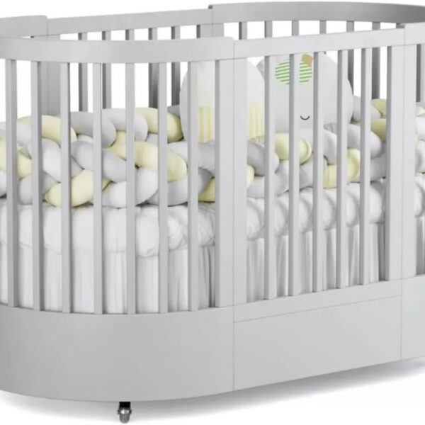 Berço Redondo 3 em 1 Divicar Wave: evolutivo, seguro e versátil para acompanhar o bebê do berço à minicama.