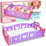 Berço de Boneca Infantil Rosa com pés para balançar, ideal para brincar de cuidar e encantar a criança.