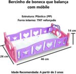 Berço de Boneca Infantil Rosa com pés para balançar, ideal para brincar de cuidar e encantar a criança. - Imagem 2