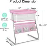 Berço de Cabeceira Cowiewie Rosa: 5 alturas, tela respirável 360° e design compacto para dormir ao lado do bebê com mais segurança. - Imagem 2