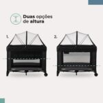 Berço portátil Hello Infanti Preto Noite: desmontável, seguro e prático, com rodas, bolsa de transporte e ajuste de altura. - Imagem 2