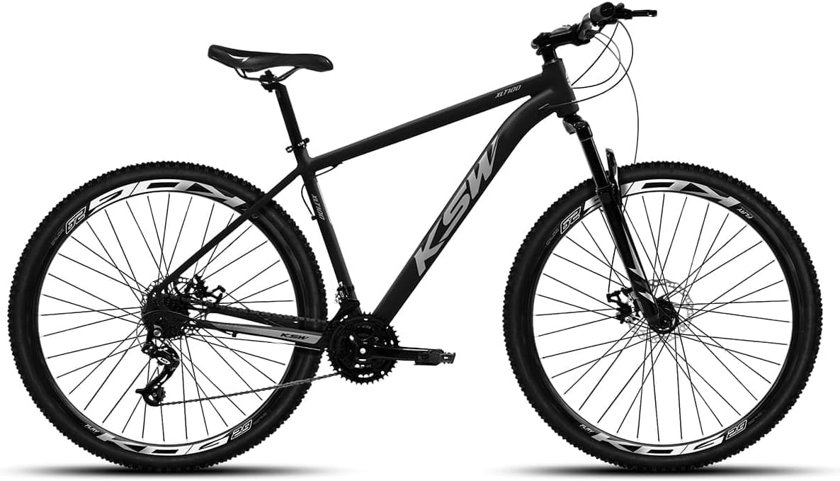 Bicicleta Aluminio KSW XLT 100 aro 29 com suspensão 80mm Bicicleta Aluminio KSW XLT 100 aro 29 com suspensão 80mm e 21 velocidades para mais conforto e desempenho.