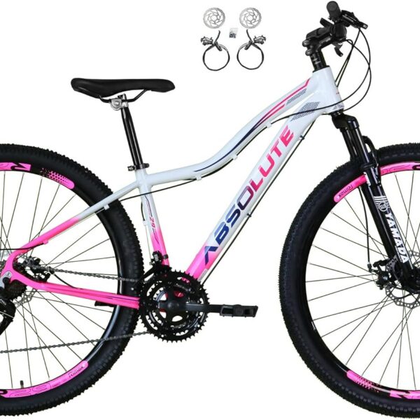 Bicicleta Aro 29 Absolute Hera Feminina: alumínio, 21v, freio hidráulico e suspensão para mais conforto e desempenho.