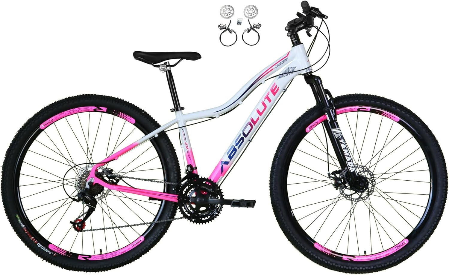 Bicicleta Aro 29 Absolute Hera Feminina: alumínio, 21v, freio hidráulico Bicicleta Aro 29 Absolute Hera Feminina: alumínio, 21v, freio hidráulico e suspensão para mais conforto e desempenho.