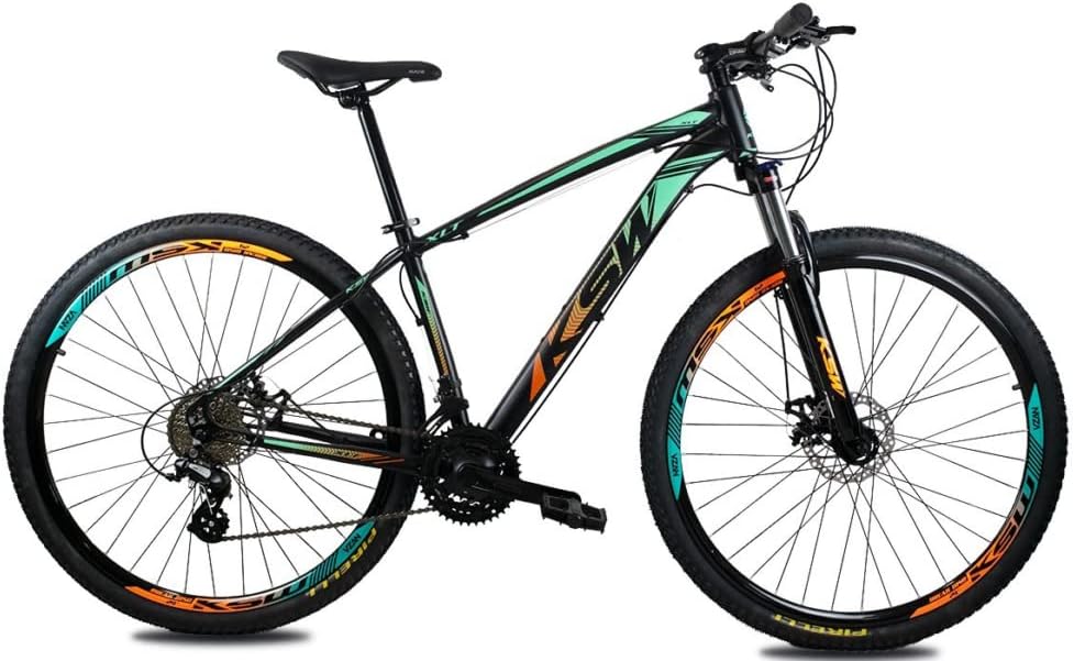 Bicicleta Aro 29 KSW XLT Color Altus 1.0-24V com 24 Bicicleta Aro 29 KSW XLT Color Altus 1.0-24V com 24 velocidades, freio hidráulico e suspensão para mais controle e conforto.