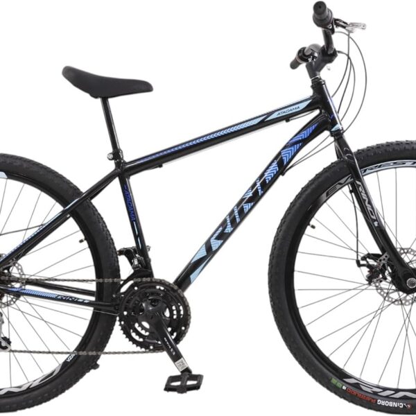 Bicicleta Aro 29 Rino Atacama 21v com freio a disco e quadro em aço carbono para mais segurança e resistência.