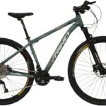 Bicicleta Aro 29 Rino Everest 27V com Alivio, freio hidráulico e suspensão com trava para mais desempenho e controle.