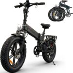 Bicicleta Elétrica Dobrável Engwe: motor 1000W, autonomia de 120km e conforto com pneus fat tire e suspensão total.