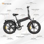 Bicicleta Elétrica Dobrável Engwe: motor 1000W, autonomia de 120km e conforto com pneus fat tire e suspensão total. - Imagem 2