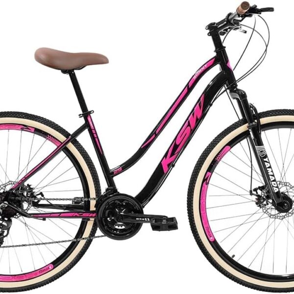 Bicicleta Feminina Aro 29 KSW Sunny: leveza, conforto e freio a disco para pedalar com segurança e estilo.