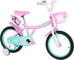 Bicicleta Infantil Unitoys Tiffany Rosa Aro 16 com rodinhas, cestinha e buzina: mais segurança e diversão para a criança