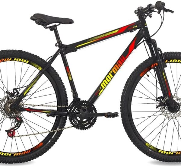 Bicicleta Mormaii Aro 29 MTB: quadro em aço carbono, freio a disco e suspensão para mais desempenho.