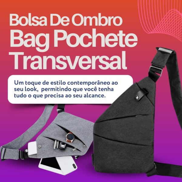 Bolsa De Ombro Bag Pochete Transversal Slim Impermeável Antifurto: compacta, leve e prática para o dia a dia￼