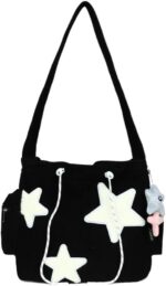 Bolsa KAMEILONG de veludo cotelê feminina: estilo Y2K, espaçosa e prática para o dia a dia.