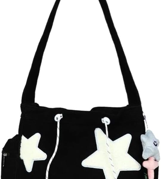 Bolsa KAMEILONG de veludo cotelê feminina: estilo Y2K, espaçosa e prática para o dia a dia.