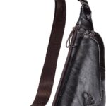 Bolsa Pundarika em couro genuíno unissex: compacta, casual e ideal para ombro, peito e transversal no dia a dia.