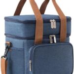 Bolsa Térmica Grande Premium Azul com 2 compartimentos: ideal para marmita, lanche e organização no dia a dia.