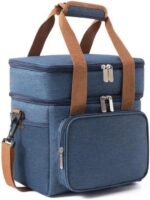 Bolsa Térmica Grande Premium Azul com 2 compartimentos: ideal para marmita, lanche e organização no dia a dia.