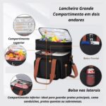 Bolsa Térmica Grande Premium Azul com 2 compartimentos: ideal para marmita, lanche e organização no dia a dia. - Imagem 2