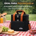 Bolsa Térmica Premium Preto: alta capacidade e isolamento eficiente para praia, lazer e refeições frescas - Imagem 2